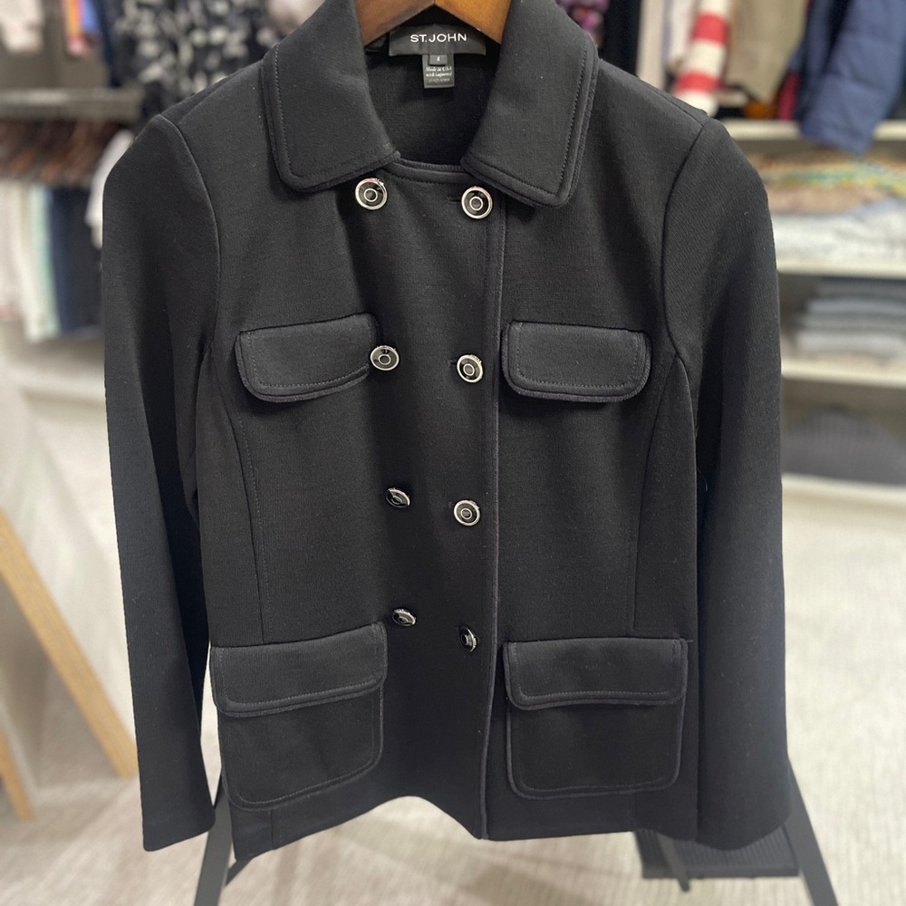 St. John Black Double-Breasted Blazer